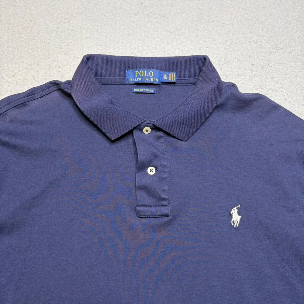 Polo Ralph Lauren Polo Shirt Mens XL Navy Blue Pima Soft Touch Short Sleeve Pony